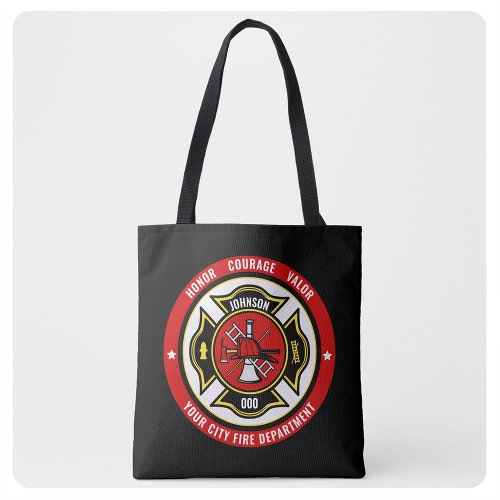 Firefighter Rescue ADD NAME Fire Department Badge Tote Bag