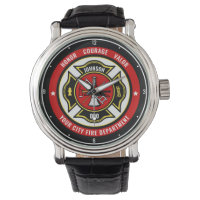 Firefighter Rescue ADD NAME Fire Department Badge Watch