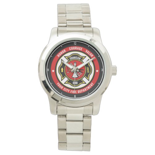 Firefighter Rescue ADD NAME Fire Department Badge Watch