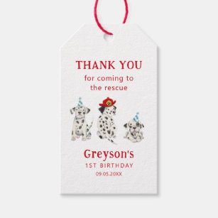 Firefighter Rescue Dogs Boy Birthday Party  Gift Tags