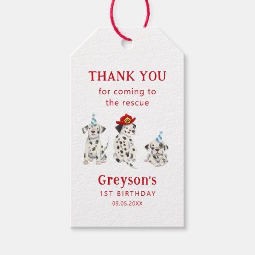 Firefighter Rescue Dogs Boy Birthday Party  Gift Tags