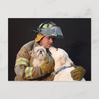 Firefighter rescue postcard