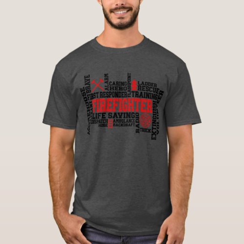 Firefighter Rescue Volunteer Design Print T_Shirt