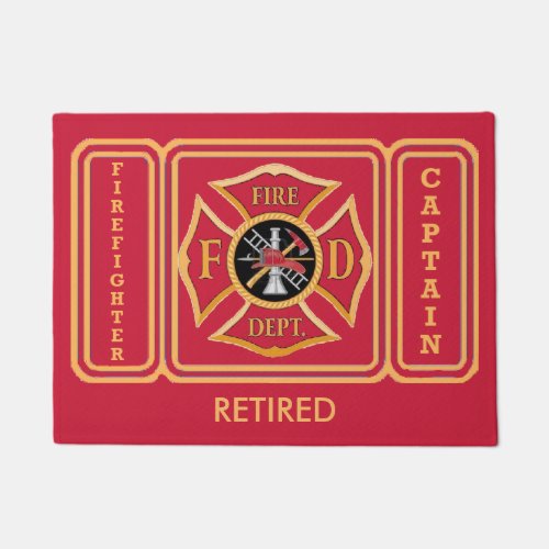 Firefighter Retired Captain Custom Door Mat