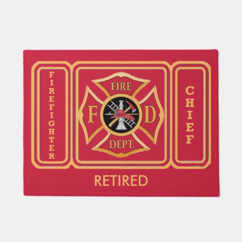 Firefighter Retired Chief Custom Door Mat
