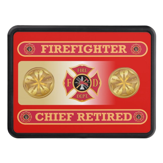 Firefighter Retired Chief's Shield Hitch Cover (Front)