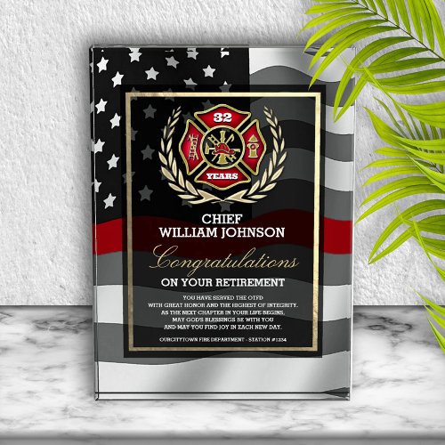 Firefighter Retirement  Acrylic Award