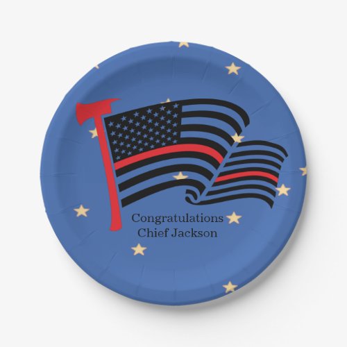 Firefighter Retirement American Flag Paper Plates