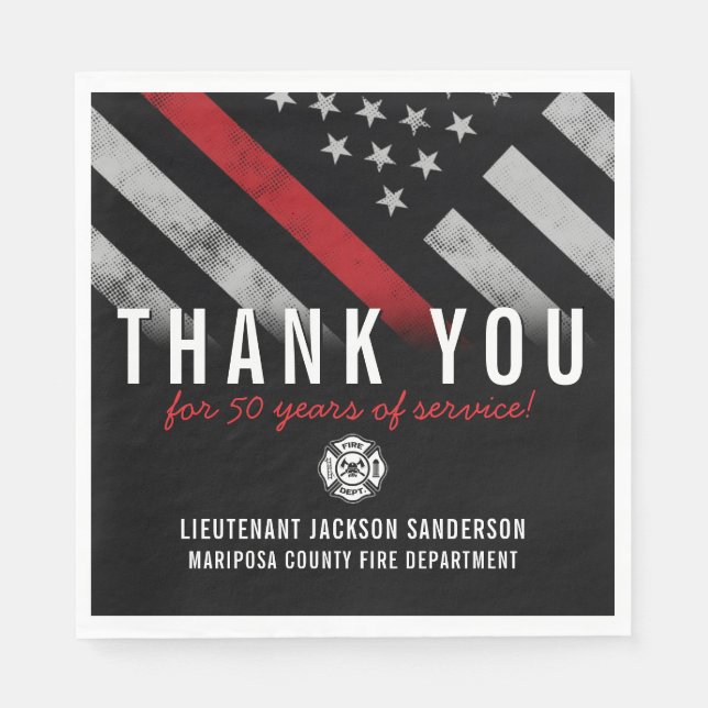 Firefighter Retirement Anniversary Fireman Flag Napkins (Front)