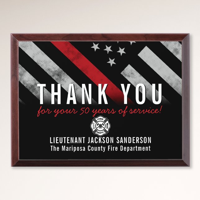 Firefighter Retirement Anniversary Red Line Flag Award Plaque (Firefighter Retirement Anniversary Red Line Flag Award Plaque)
