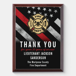 Firefighter Retirement Anniversary Red Line Flag Award Plaque