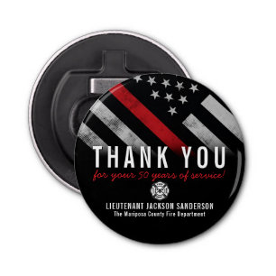 Firefighter Retirement Anniversary Red Line Flag Bottle Opener
