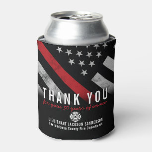 Firefighter Retirement Anniversary Red Line Flag Can Cooler