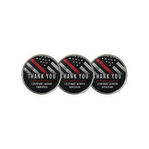 Firefighter Retirement Anniversary Red Line Flag Golf Ball Marker