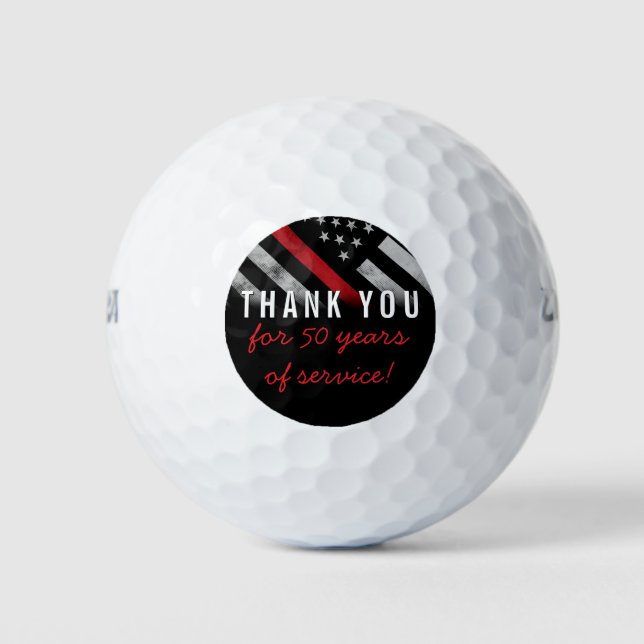 Firefighter Retirement Anniversary Red Line Flag Golf Balls (Front)