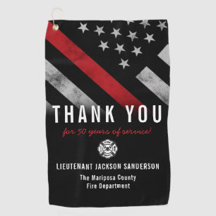 Firefighter Retirement Anniversary Red Line Flag Golf Towel