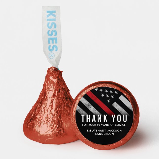 Firefighter Retirement Anniversary Red Line Flag Hershey®'s Kisses® (Front)