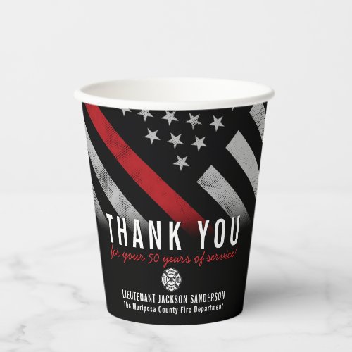 Firefighter Retirement Anniversary Red Line Flag Paper Cups