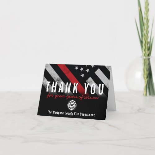 Firefighter Retirement Anniversary Red Line Flag Thank You Card