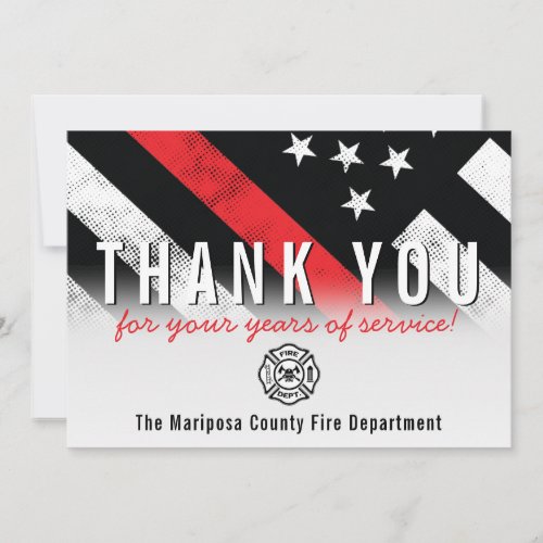 Firefighter Retirement Anniversary Red Line Flag Thank You Card
