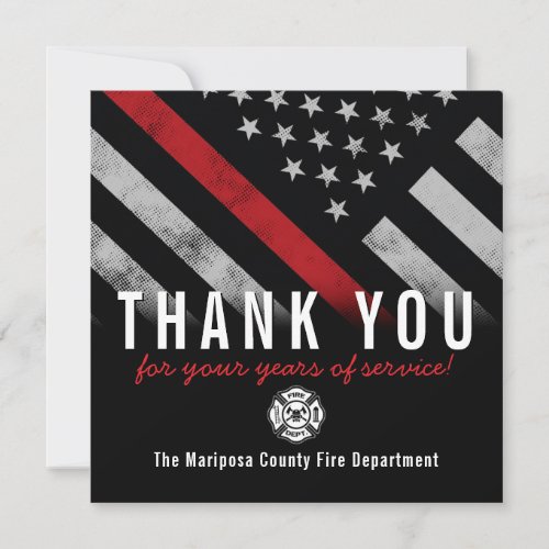 Firefighter Retirement Anniversary Red Line Flag Thank You Card