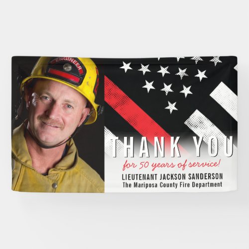 Firefighter Retirement Anniversary Red Line Photo Banner