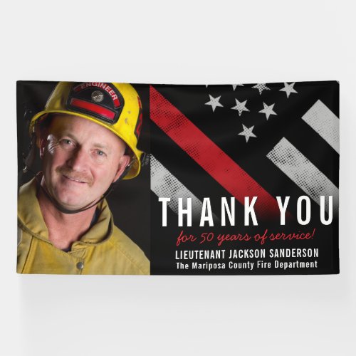 Firefighter Retirement Anniversary Red Line Photo Banner