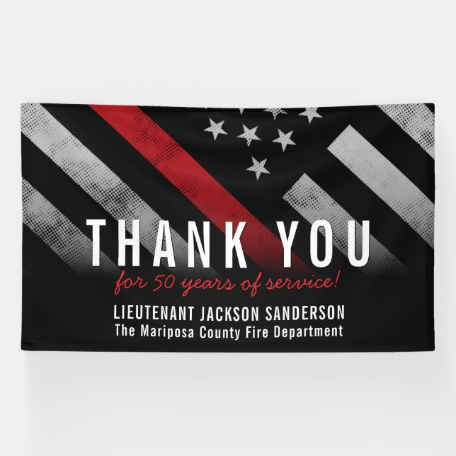 Firefighter Retirement Anniversary Thin Red Line Banner (Horizontal)