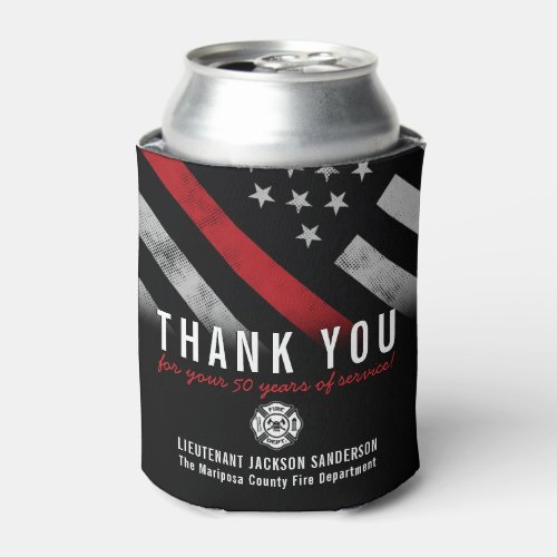 Firefighter Retirement Anniversary Thin Red Line Can Cooler