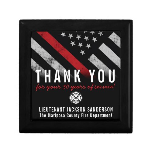 Firefighter Retirement Anniversary Thin Red Line Gift Box