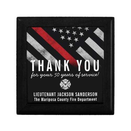 Firefighter Retirement Anniversary Thin Red Line Gift Box