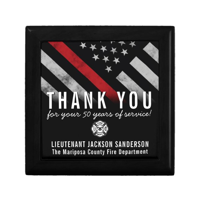 Firefighter Retirement Anniversary Thin Red Line Gift Box (Front)