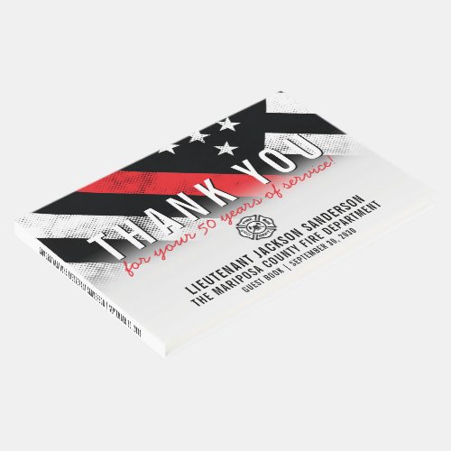 Firefighter Retirement Anniversary Thin Red Line Guest Book