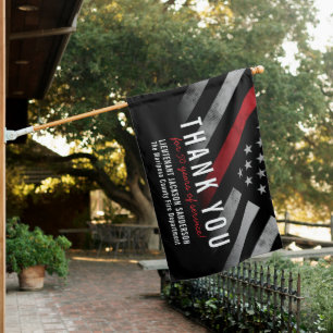 Firefighter Retirement Anniversary Thin Red Line House Flag