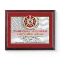 Firefighter Retirement Award Plaque Firefighter Retirement Award Plaque
