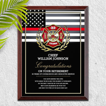 Firefighter Retirement  Award Plaque by reflections06 at Zazzle