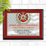 Firefighter Retirement Award Plaque<br><div class="desc">Classic thin red line firefighter flag in the background of this beautiful retirement keepsake. Be sure to edit all the text fields to make it 100% personalized.</div>
