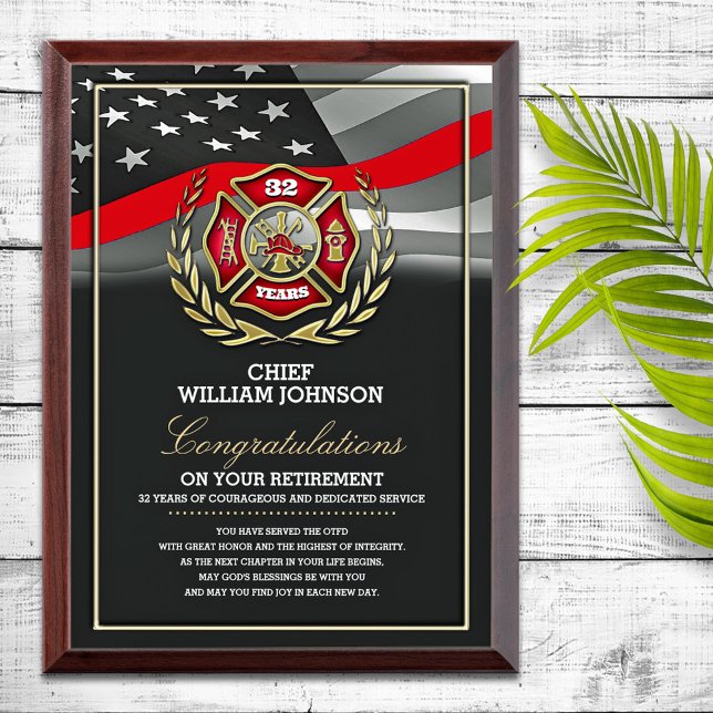 Firefighter Retirement  Award Plaque (Creator Uploaded)