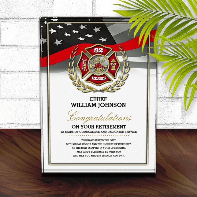 Firefighter Retirement  Award Plaque (Creator Uploaded)