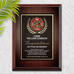 Firefighter Retirement Award Plaque