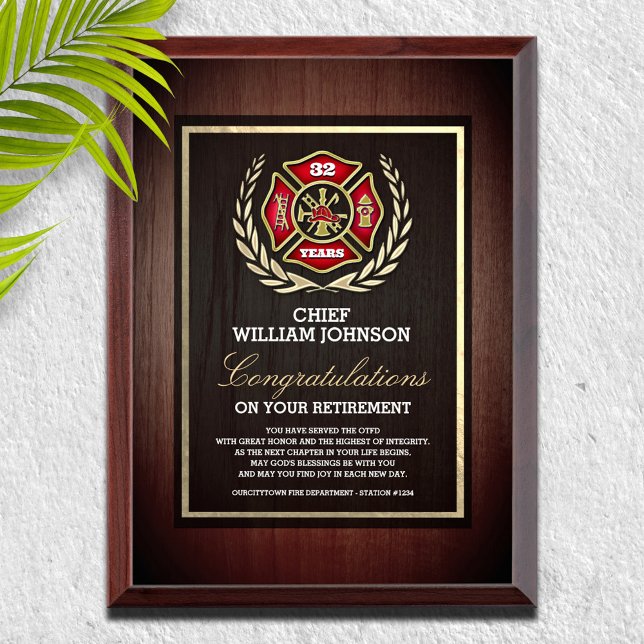 Firefighter Retirement  Award Plaque (Creator Uploaded)