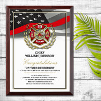 Firefighter Retirement  Award Plaque