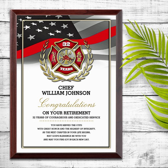 Firefighter Retirement  Award Plaque (Creator Uploaded)