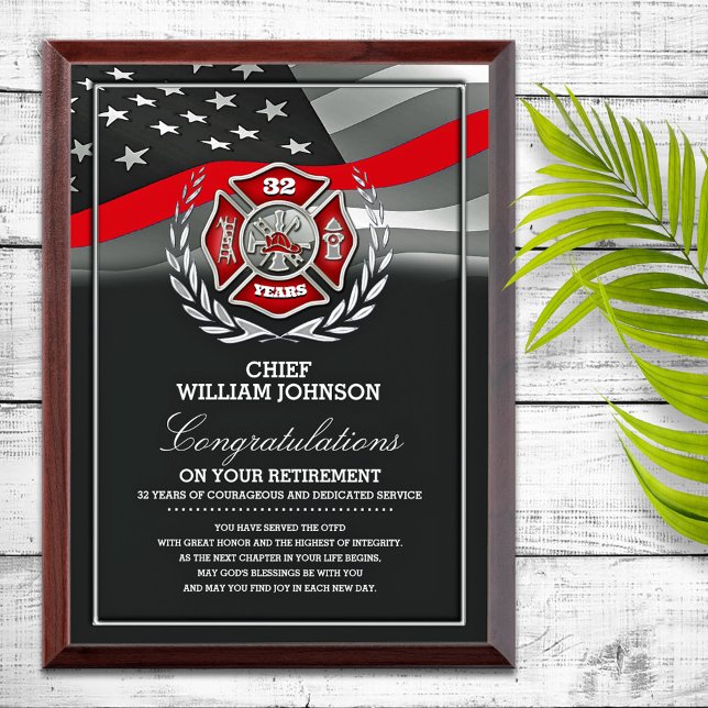 Firefighter Retirement  Award Plaque (Creator Uploaded)