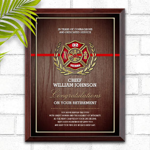 Firefighter Retirement Award Plaque