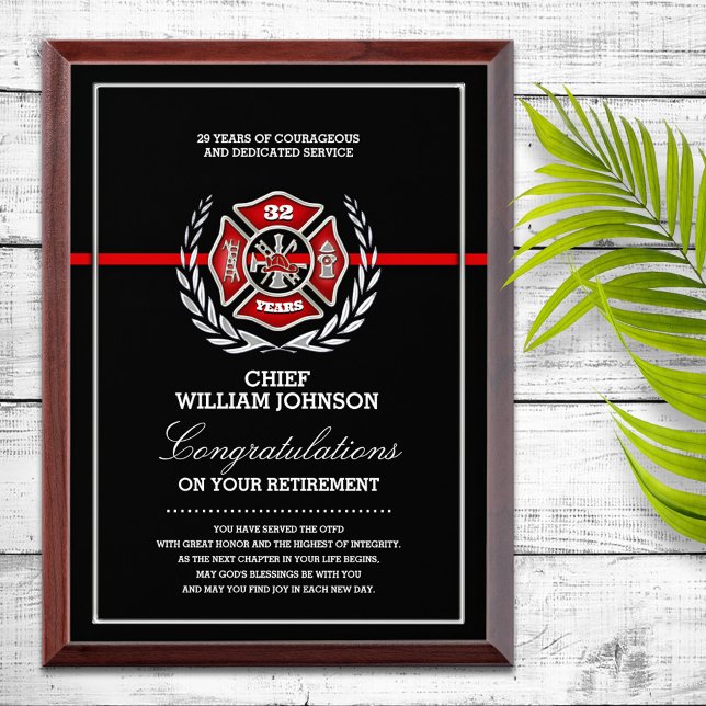 Firefighter Retirement  Award Plaque (Creator Uploaded)