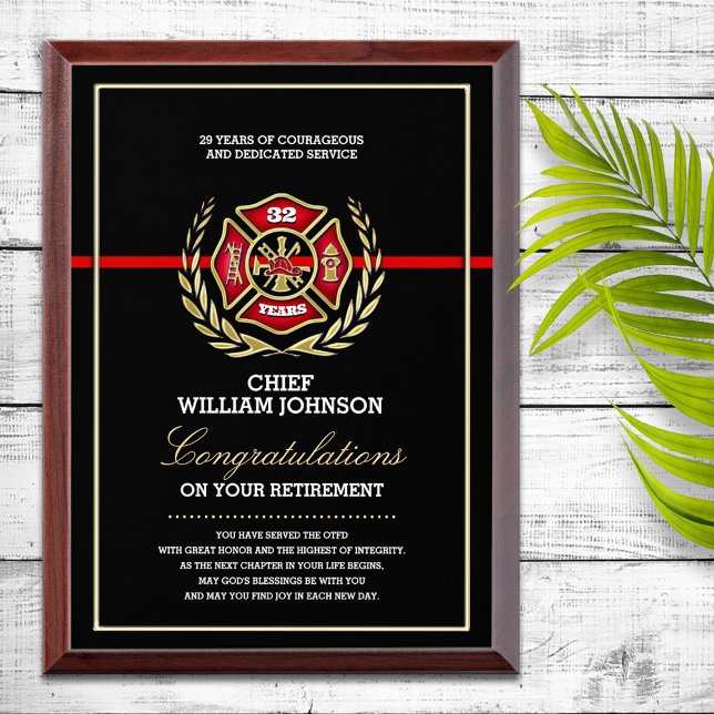 Firefighter Retirement  Award Plaque (Creator Uploaded)