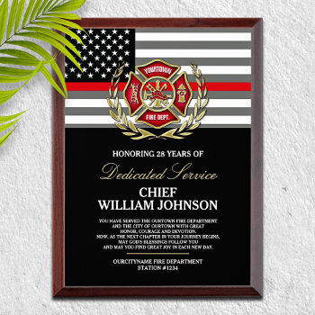 Firefighter Retirement Commendation  Award Plaque by reflections06 at Zazzle