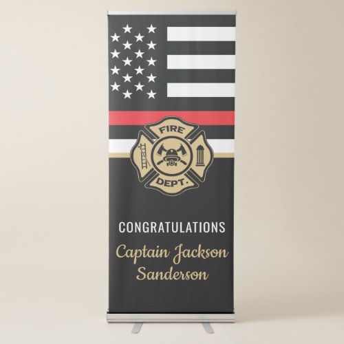 Firefighter Retirement Congrats Thin Red Line Retractable Banner