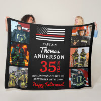 Firefighter Retirement Custom 6 Photo Fire Service Fleece Blanket